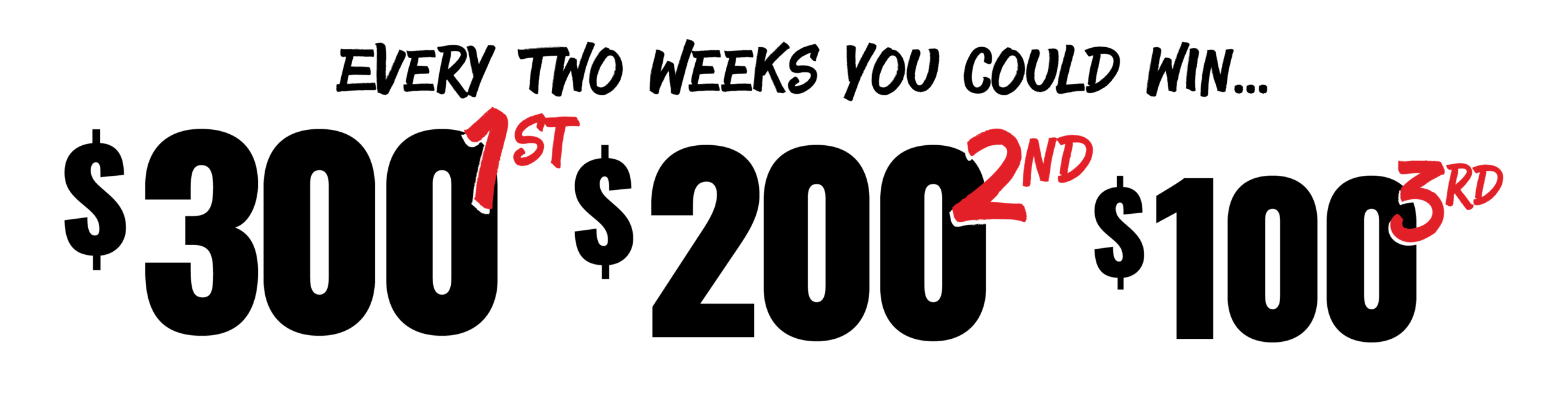 Every two weeks for a chance to win graphic